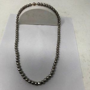 Unbranded Woman’s Necklace Lustrous Faux Gray Pearl Single Strand w/ Clasp